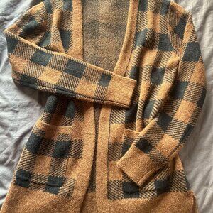 Black and Brown Checkered Cardigan